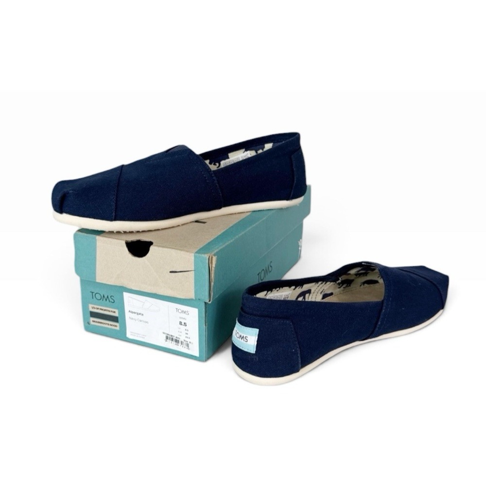 Toms Alpargata Women's 9.5 Flats Slip On Shoes Navy Canvas Classic NEW